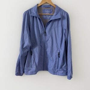LL Bean Womens Stowaway Windbreaker Jacket Lightweight Outdoor Light Blue Size M